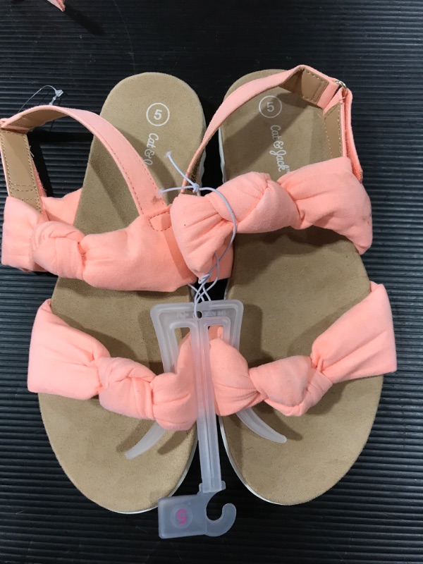 Photo 1 of [Size 5] Girls' Elena Footbed Sandals - Cat & Jack Coral Pink 