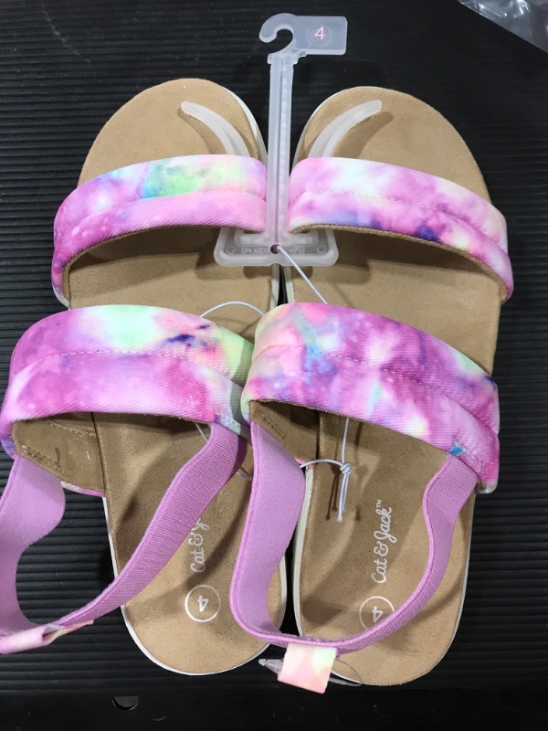 Photo 2 of [Size 4] Girls' Hazel Tie-Dye Slip-on Pull-on Footbed Sandals - Cat & Jack Purple 
