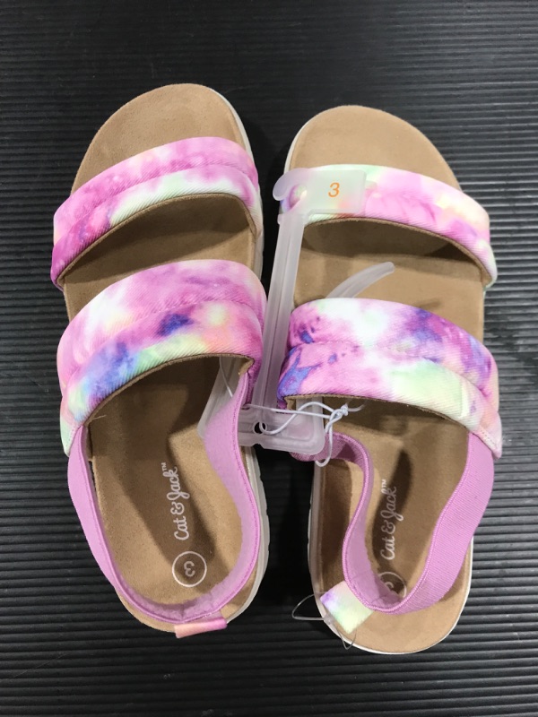 Photo 2 of [Size 3] Girls' Hazel Tie-Dye Slip-on Pull-on Footbed Sandals - Cat & Jack Purple 
