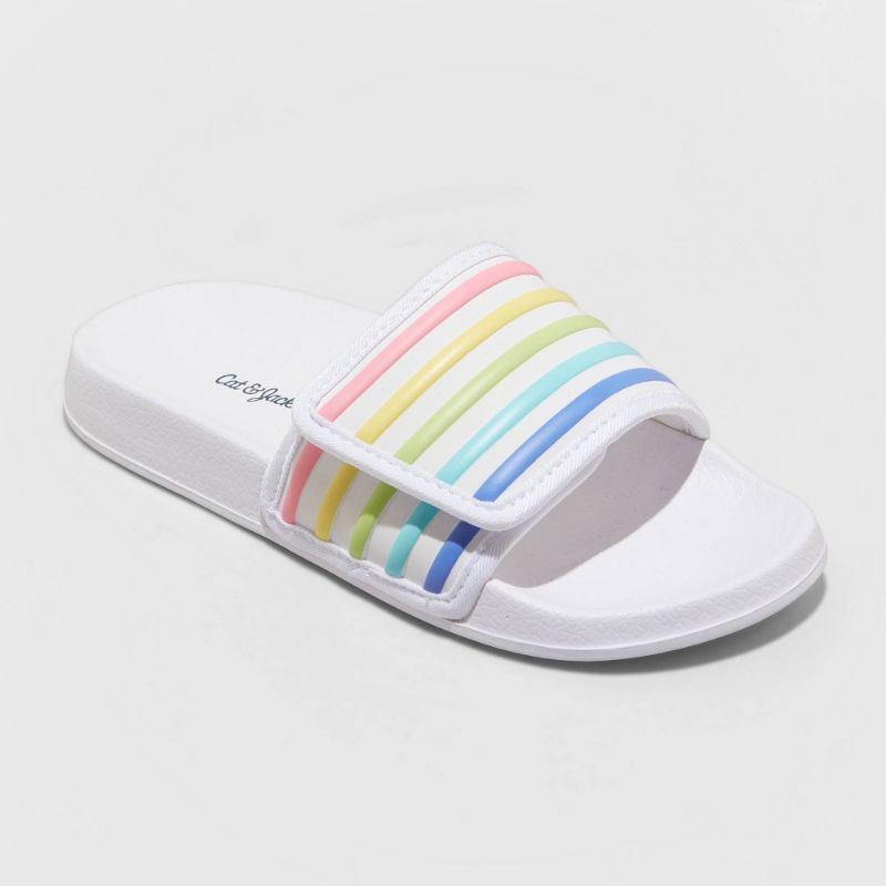 Photo 1 of [Size 13/1] Girl' Hane Rainbow Print Lip-on Footbed Andal - Cat & Jack™
