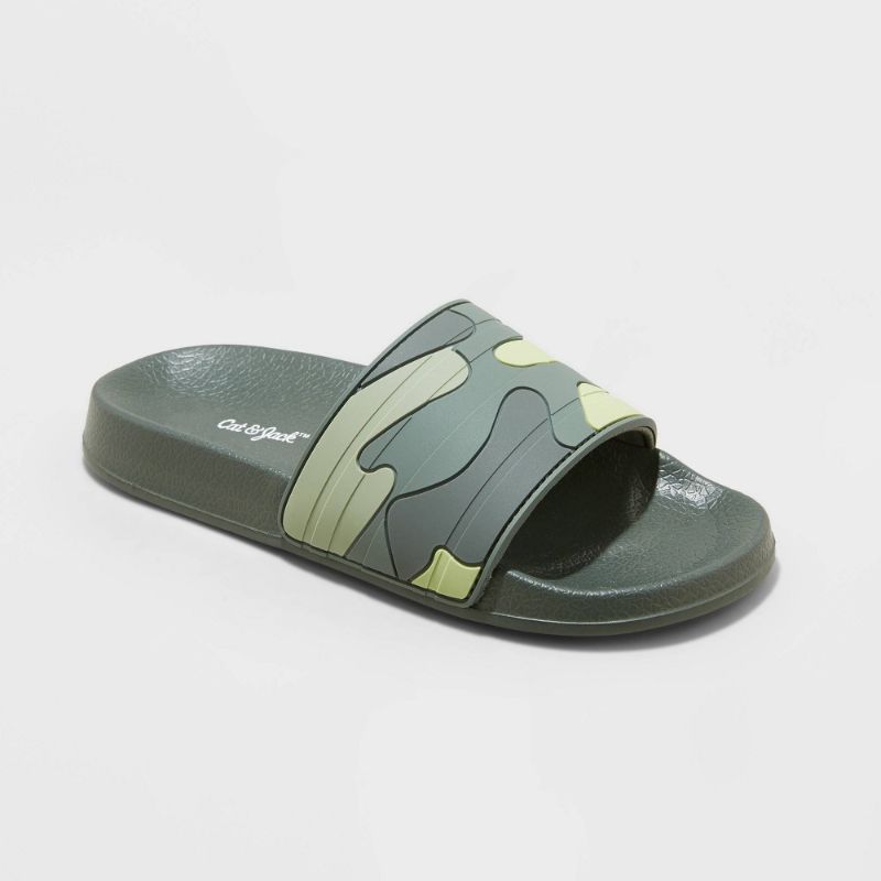 Photo 1 of [Size 6] Kids' Nikko Slip-on Slide Sandals - Cat & Jack Camo XL, Green
