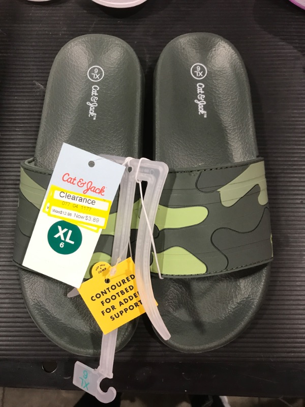 Photo 2 of [Size 6] Kids' Nikko Slip-on Slide Sandals - Cat & Jack Camo XL, Green
