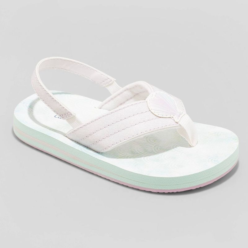 Photo 1 of [Size 5/6] Toddler Shawn Mermaid Print Slip-on Flip Flop Sandals - Cat & Jack White/Pink
