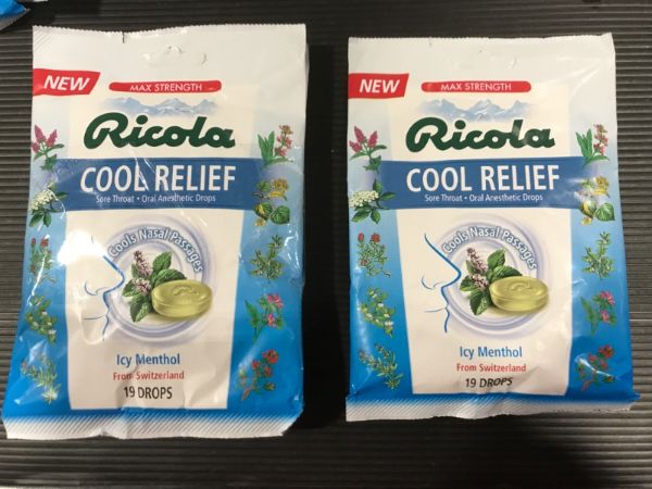 Photo 2 of [2 Pack] Ricola Cool Relief Drops, Max Strength, Icy Menthol - 19 drops