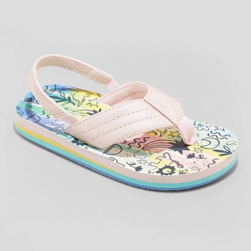 Photo 2 of [7 Pairs] Toddler Girls' Surprize by Stride Rite Lumos Light-up Double Adjust Sandals & Shawn Tie-Dye Slip-on Flip Flop Sandals - Cat & Jack [Size 5-7]
