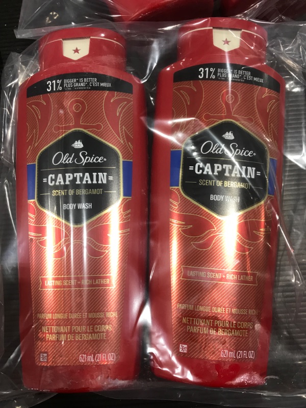 Photo 2 of [2 Pack] Old Spice Red Collection Body Wash for Men Captain - 21.0 Fl Oz
