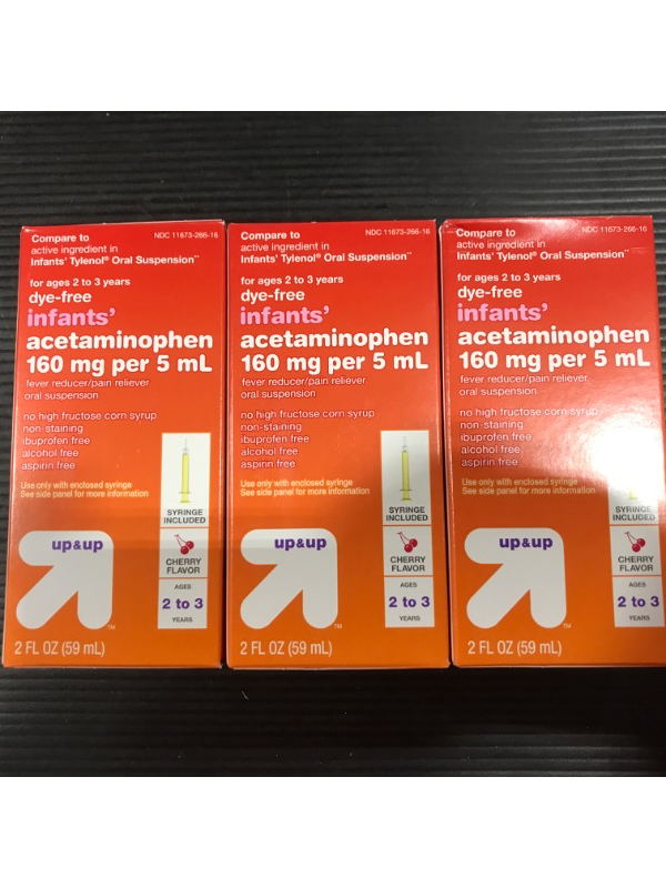 Photo 2 of [3 Pack] Acetaminophen Dye Free Infant Pain Reliver Liquid - Cherry - 2 fl oz - up  up