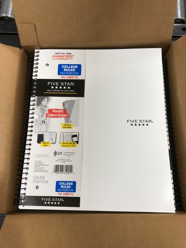 Photo 1 of [12 Ct.] Five Star Reinforced Filler Paper, 20Lb, College Rule, 11 X 8 1/2, White, 100 Sheets