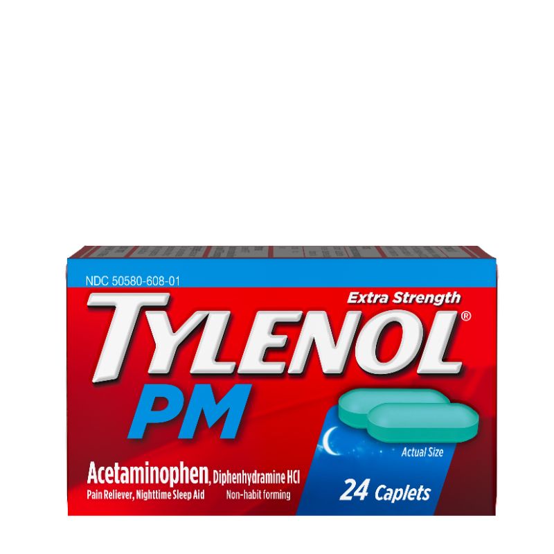 Photo 1 of [6 Pack] TYLENOL PM Extra Strength Pain Reliever & Sleep Aid Caplets - 24.0 Ea
