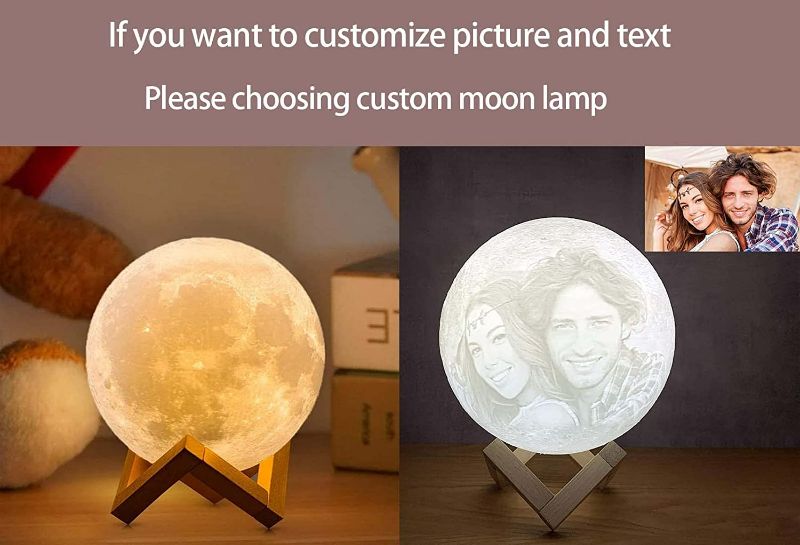 Photo 2 of AED 3D Moon Lamp 2023 Upgrade Night Light Moon Light 16 LED Colors with Wooden Stand & Remote/Touch Control and USB Rechargeable Diameter 7.1 inch (Large Size)