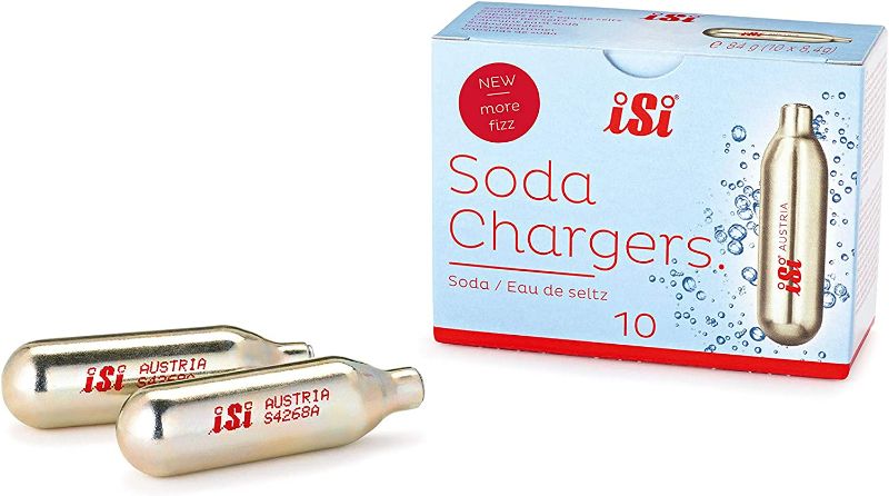 Photo 1 of iSi NA North America CO2 Soda Siphon Charger for use with Classic Sodamaker and Soda Siphon, 10 Pack, Gold