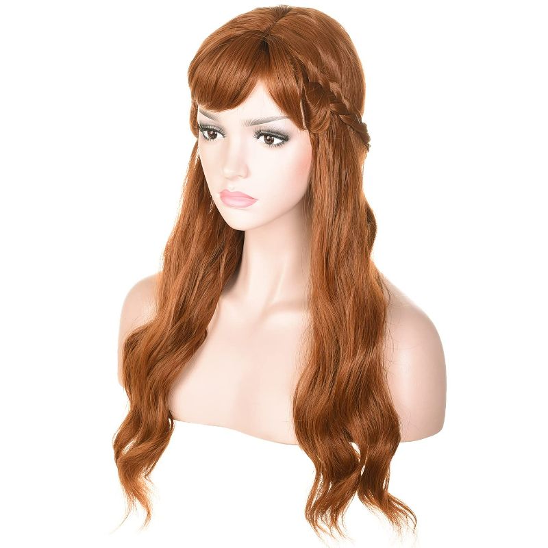 Photo 3 of morvally Long Wavy Brown Natural Synthetic Hair Braided Wigs for Women Halloween, Cosplay, Costume, Party