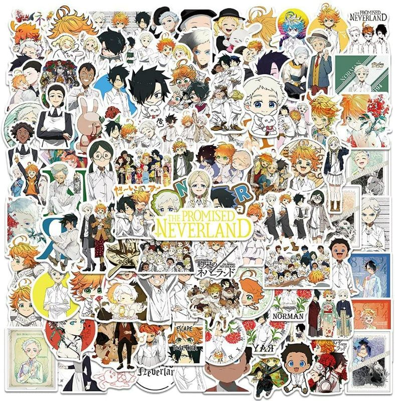 Photo 2 of EQLABS 100Pcs The Promised Neverland Anime Stickers Graffiti Aesthetics PVC Decals for Laptop Scrapbook Notebook Suitcase Party Water Bottle Luggage Phone Bumper Gift Decoration Teen Kids