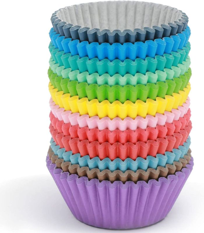 Photo 1 of Cupcake Liners Muffin Cupcake Cups 300-Count Food Grade 12 Solid Color Cupcake Papers Baking Cups Cupcake Wrappers qiqee