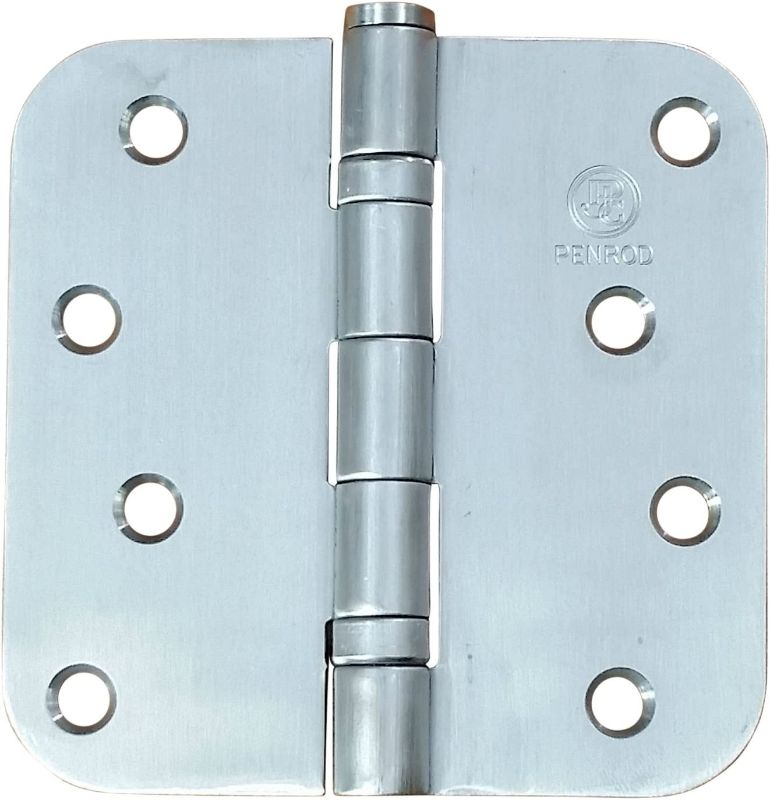 Photo 1 of Penrod Stainless Steel Ball Bearing Door Hinges, 4 Inch with 5/8 Inch Radius, Riveted Non-Removable Pin, 3 Pack