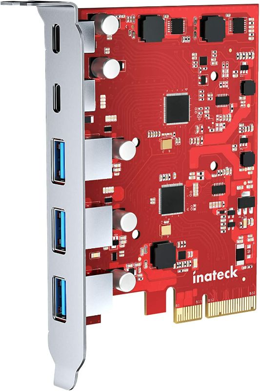 Photo 2 of Inateck PCIe to USB 3.2 Gen 2 Card with 20 Gbps Bandwidth, 3 USB Type-A and 2 USB Type-C Ports, RedComets U21