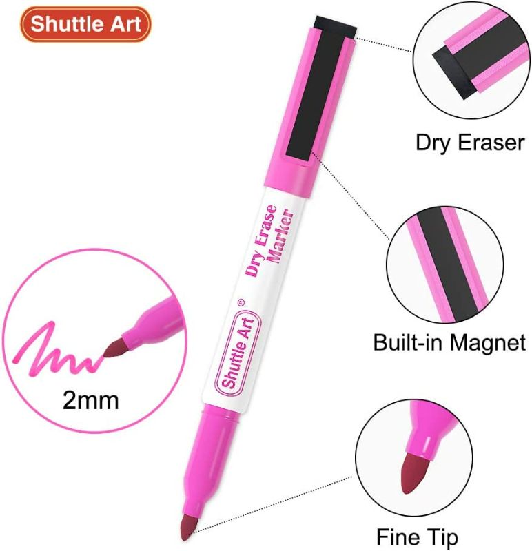 Photo 1 of Shuttle Art Dry Erase Markers, 15 Colors Magnetic Whiteboard Markers with Erase,Fine Point Dry Erase Markers Perfect For Writing on Whiteboards, Dry-Erase Boards,Mirrors for School Office Home