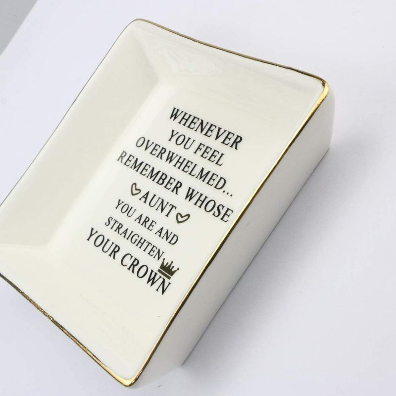 Photo 3 of Inspirational Aunt Gifts Ring Trinket Dish Jewelry Plate Home Decor-Birthday Gifts for Women Unique