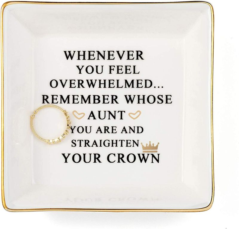 Photo 1 of Inspirational Aunt Gifts Ring Trinket Dish Jewelry Plate Home Decor-Birthday Gifts for Women Unique