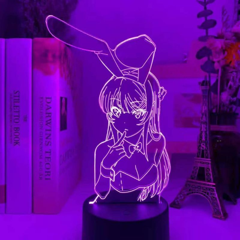 Photo 1 of Bunny Girl Senpai Anime Lamp 16 Colors Remote Control Conversion Anime Light Mai Sakurajima 3D Illusion Lamp for Kids Birthday Gifts Bedroom Decoration
