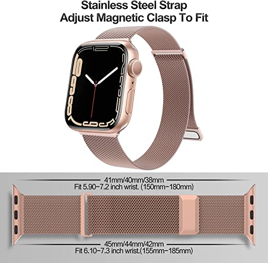 Photo 2 of EPULY Compatible with Apple Watch Band 42mm 44mm 45mm 49mm 38mm 40mm 41mm,Stainless Steel Mesh Loop Magnetic Clasp Bands for iWatch Ultra Series 8 SE 7 6 5 4 3 2 1 Women Men