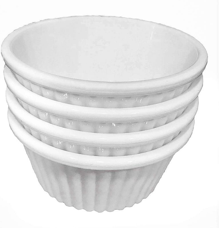 Photo 1 of DoWin 4-Piece Plastic Multi-Color Ramekin Baking & Dipping Sauce Cups (White; 4 Pack)