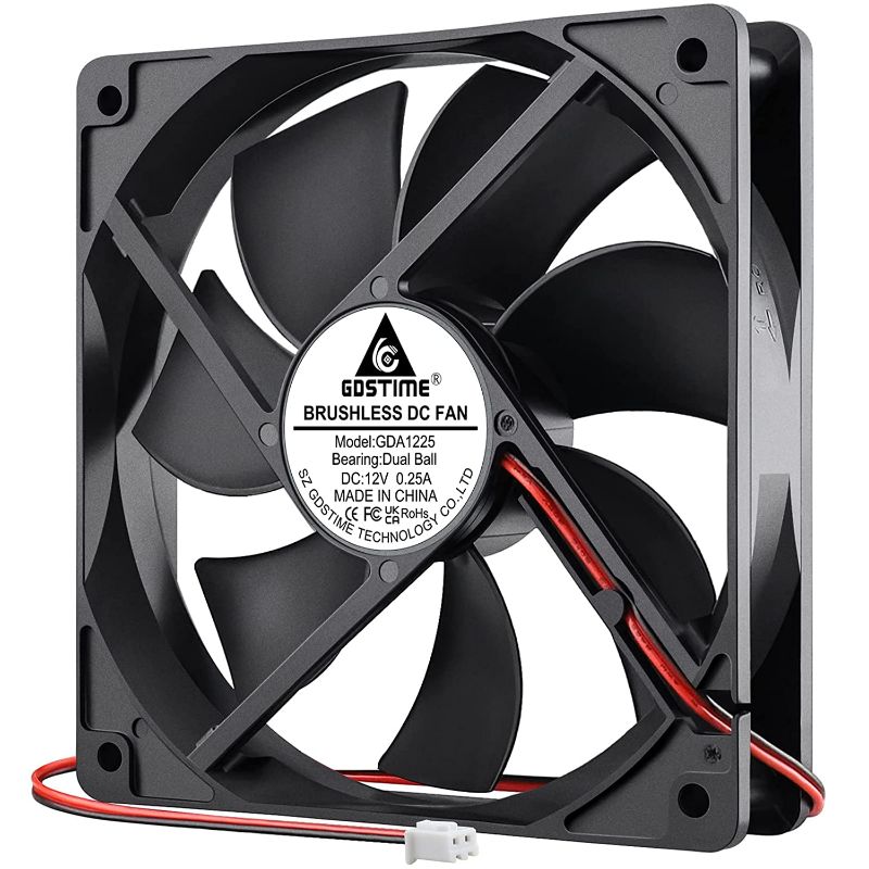 Photo 1 of GDSTIME Dual Ball Bearings 120mm x 120mm x 25mm 5 inch 12v Brushless DC Cooling Exhaust Fan