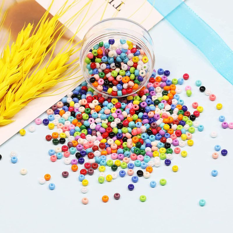 Photo 2 of BALABEAD 3mm Round Size Almost Uniform Glass Seed Beads with Beading Kit, About 7800pcs in Box 24 Multicolor Assortment Size 8/0 Craft Seed Beads for Jewelry Making,(About 325pcs/Color, 24 Colors)