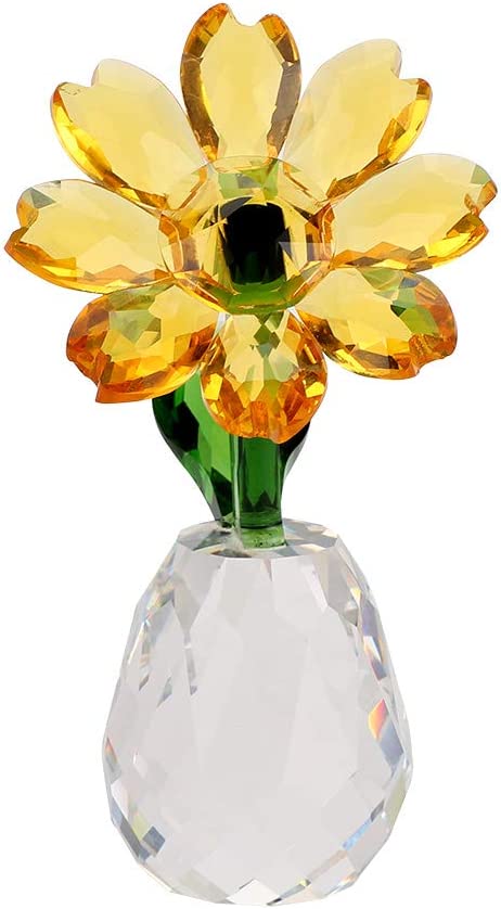 Photo 1 of OwnMy Crystal Sunflower Glass Figurine Ornament Paperweight Table Decoration with Gift Box, Crystal Glass Bouquet Flower Centerpieces for Home Decor