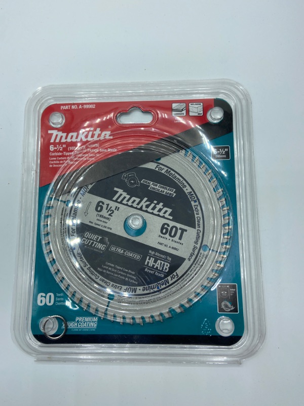 Photo 2 of Makita A-99982 6-1/2" 60T (ATB) Carbide-Tipped Cordless Plunge Saw Blade