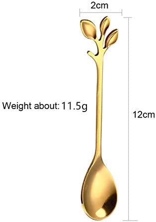 Photo 2 of 20 Pack Stainless Steel Leaf Coffee Spoon Tableware Dessert Spoons, Stirring, Mixing, Sugar, Stir, Ice Cream, Cake, Teaspoon 4.7 inch Gold