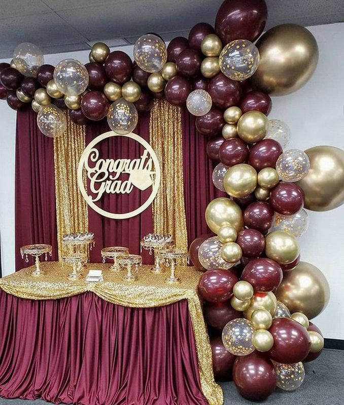 Photo 1 of 118pcs Burgundy Gold Balloon Arch Garland Kit Double Stuffed Wine Red Balloons Gold Dot Confetti Balloon for Valentines Day Birthday Wedding Decorations Baby Shower Bridal Shower Globos