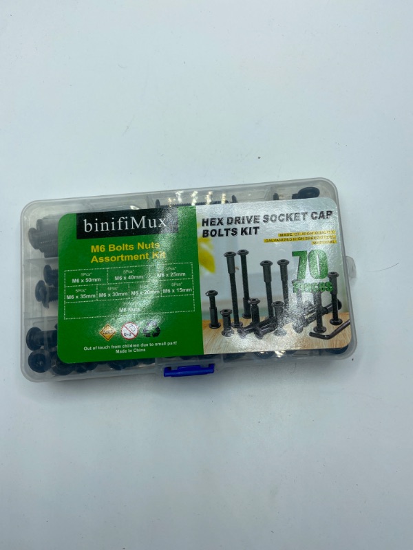 Photo 4 of Black M6 Hex Drive Socket Cap Bolts Kit, binifiMux 35-Set Allen Head Countsunk Furniture Crib Bolts Nuts Kit, M6x15mm/ 20mm/ 25mm/ 30mm/ 35mm/ 40mm/ 50mm