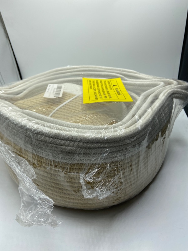 Photo 4 of INDRESSME XXXLarge Cotton Rope Basket 21.7" x 21.7" x 13.8" Woven Baby Laundry Blanket Basket Toy Basket with Handle Storage Comforter Cushions Thread Laundry Hamper