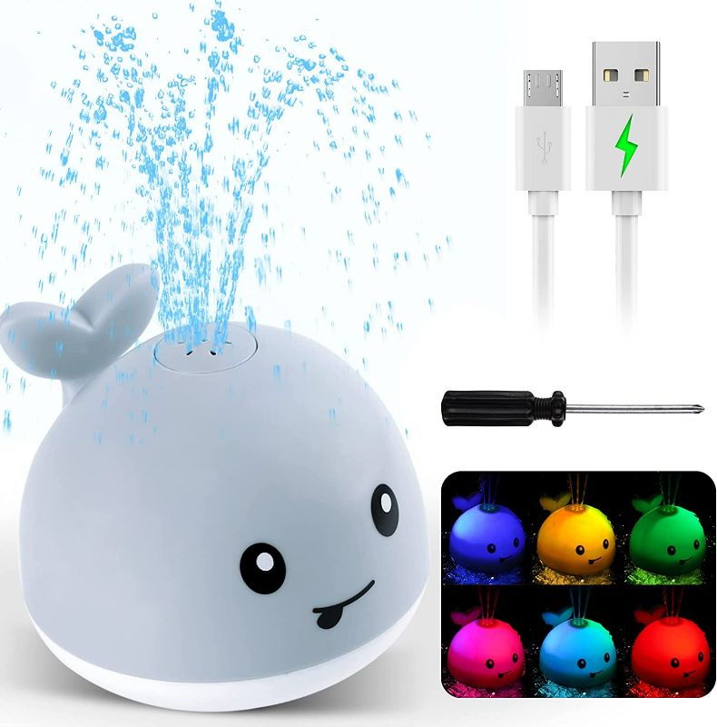 Photo 1 of 2023 Upgraded Baby Bath Toys, 1500 mAh Rechargeable Bath Toys with Double Layer Waterproof, Light Up Whale Spray Water Bathtub Toys for Toddlers Infant Kids Boys Girls, Pool Bathroom Baby Toy