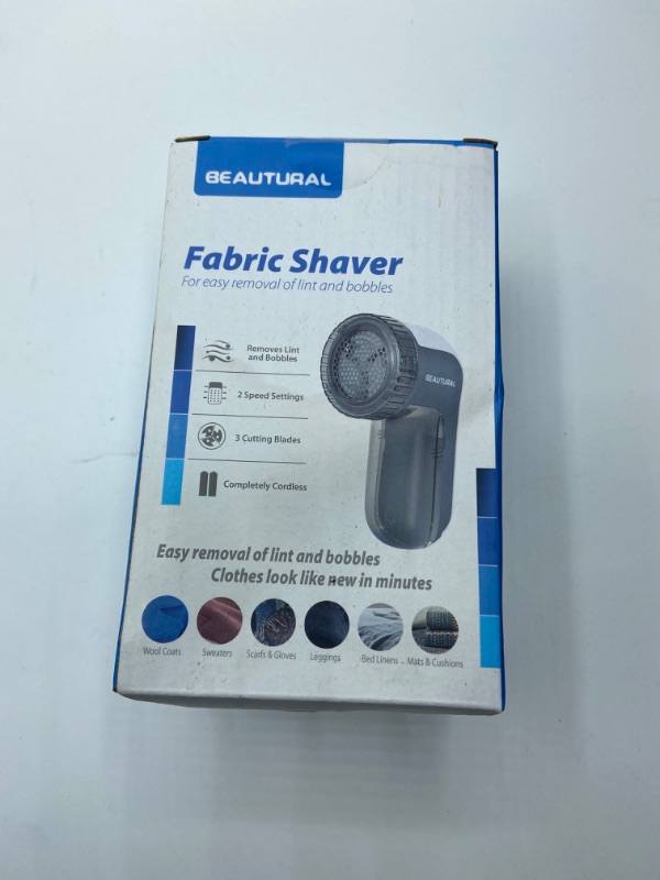 Photo 3 of BEAUTURAL Fabric Shaver and Lint Remover, Sweater Defuzzer with 2-Speeds, 2 Replaceable Stainless Steel Blades, Battery Operated, Remove Clothes Fuzz, Lint Balls, Pills, Bobbles