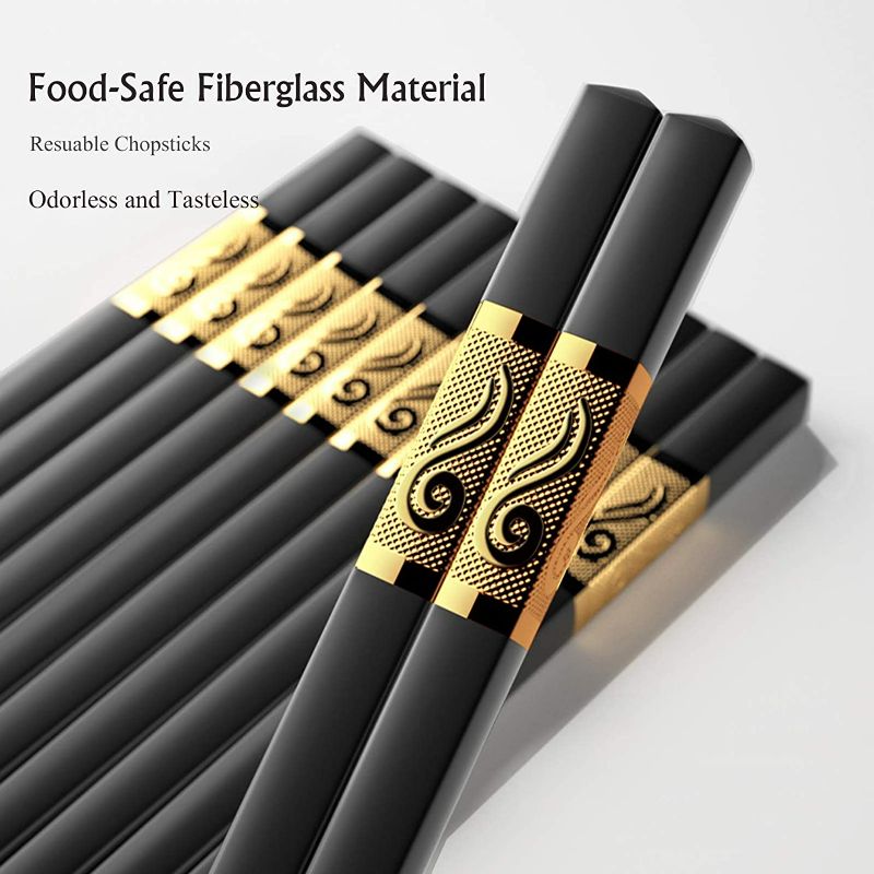 Photo 2 of 10 Pairs Reusable Chopsticks Dishwasher Safe,9.5 Inch Fiberglass Chop Sticks Multipack Metal Japanese Korean Chopsticks for food