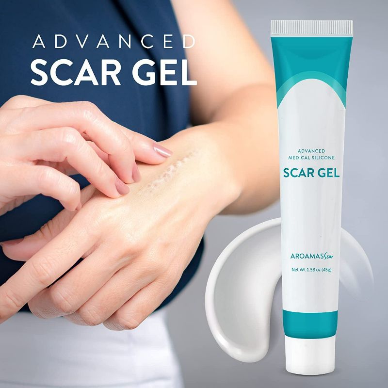 Photo 2 of Aroamas Scar Advanced Scar Gel - Medical-Grade Silicone Scar Gel for Surgical Scars, for Face, Scar gel with silicone for Keloids, C-Section, Cosmetic Procedures, Burns, Injuries - 45g