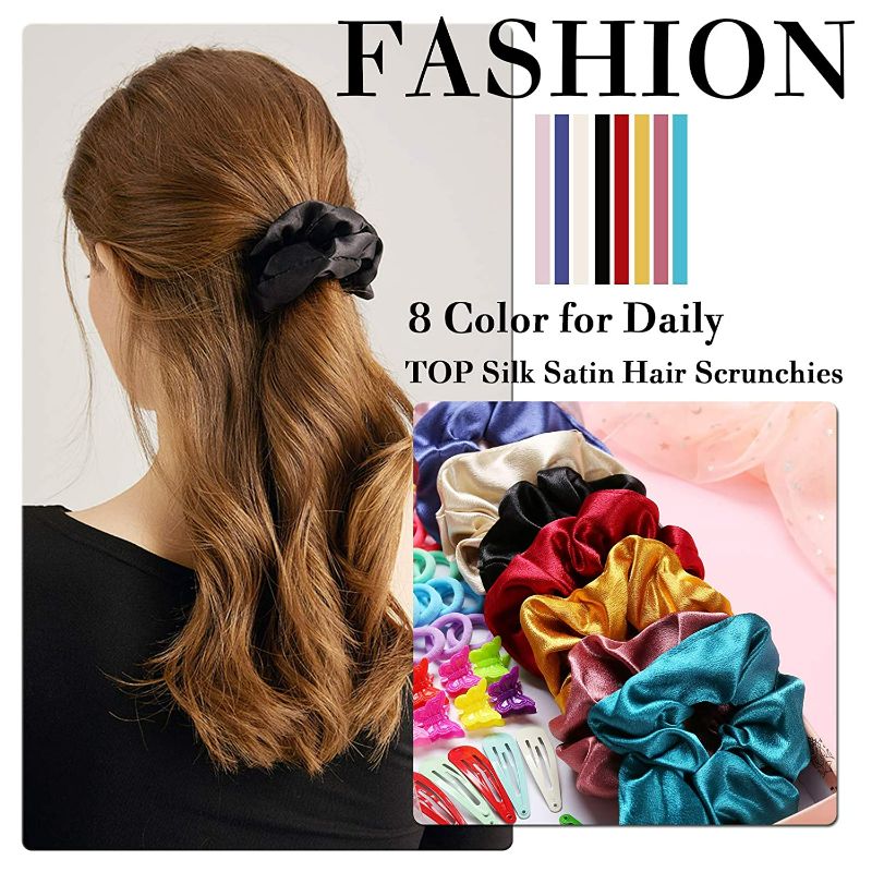 Photo 2 of Hair Accessories for Girl Woman Variety Pack Hair Scrunchies Hair Bands Scrunchy Hair Ties Assorted Colors Scrunchies Christmas Gifts for Women Teenage Girls