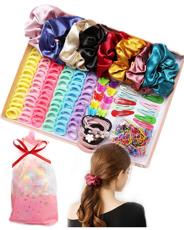 Photo 3 of Hair Accessories for Girl Woman Variety Pack Hair Scrunchies Hair Bands Scrunchy Hair Ties Assorted Colors Scrunchies Christmas Gifts for Women Teenage Girls