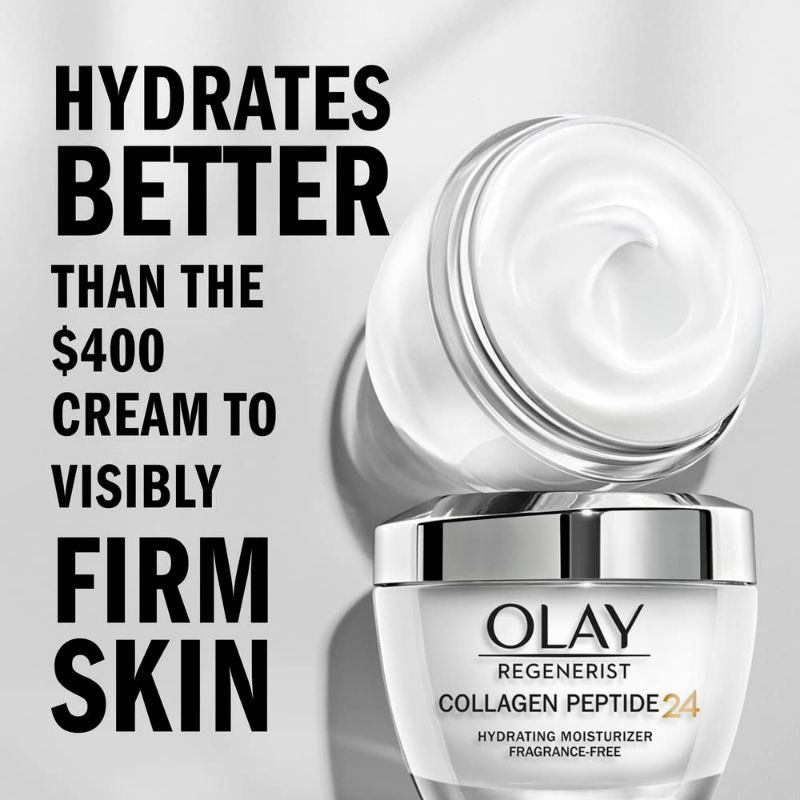 Photo 2 of Olay Regenerist Collagen Peptide 24 Face Moisturizer Cream with Niacinamide for Firmer Skin, Anti-Wrinkle Fragrance-Free 1.7 oz, Includes Olay Whip Travel Size for Dry Skin