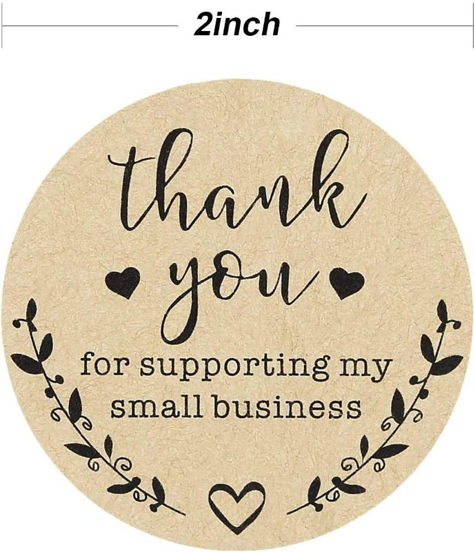 Photo 1 of  Thank You for Supporting My Small Business Stickers, Kraft Labels Custom Sticker for Bakeries, Crafters & Small Business Owners, 500 Labels Per Roll