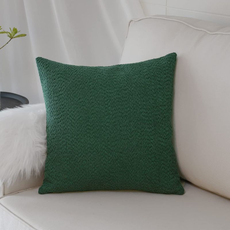 Photo 1 of Artcest Set of 1 Decorative Boucle Like Square Throw Pillow Cover, Large Comfy Elegant Textured Modern Cushion Case for Couch Bed and Living Room Decor, 24"x24" (Forest Green)
