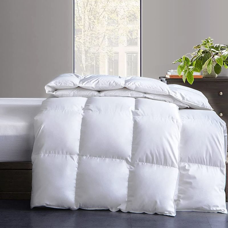 Photo 2 of Cosybay Cotton Quilted White Feather Comforter Filled with Feather & Down –Luxurious Hotel Bedding Comforter - All Season Down Duvet Insert – Queen Size (90 * 90Inch)
