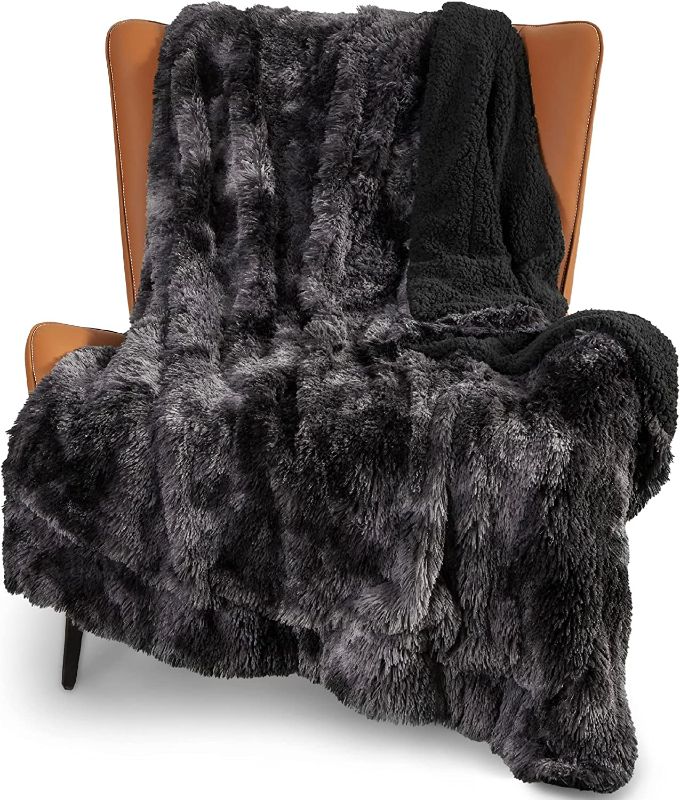 Photo 1 of Bedsure Faux Fur Twin Blanket Tie Dye Black – Fuzzy, Fluffy, and Shaggy Faux Fur, Soft and Thick Sherpa, Tie-dye Decorative Gift, Twin Size Blankets for Couch, Sofa, Bed, 60x80 Inches, 380 GSM