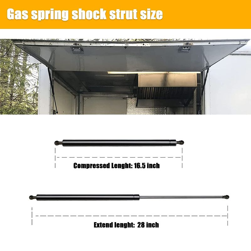 Photo 3 of 2 Pcs Gas Struts 28 Inch 200 lbs Prop Shock Lift Springs Rod Struts for Tonneau Cover Trailer Cap Heavy Lid