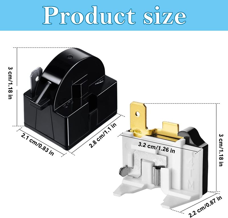 Photo 1 of 
QP2-4.7 PTC Starter Relay 1 Pin Refrigerator Starter Relay and 6750C-0005P Refrigerator Overload Protector Compatible with LG Refrigerator Compressor, 2 Pieces in Total