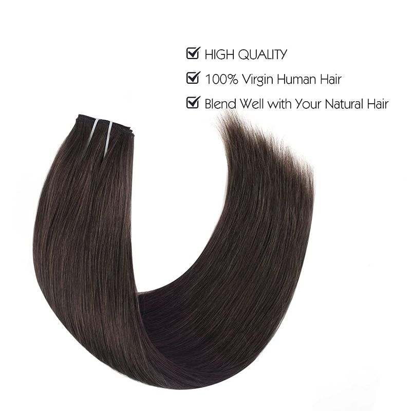 Photo 1 of  Invisible Wire Human Hair Extensions Remi Off Black For Women, Miracle Wire In Hair Extensions No Glue No Clip Fish Line Hair Extensions 20 Inch 120 Gram
