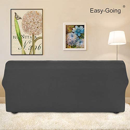 Photo 3 of Easy-Going Stretch Oversized Sofa Slipcover 1-Piece Sofa Cover Furniture Protector Couch Soft with Elastic Bottom for Kids, Polyester Spandex Jacquard Fabric Small Checks Dark Gray