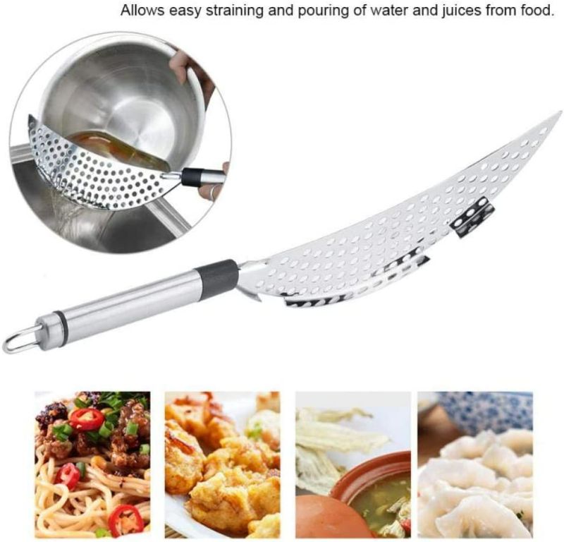 Photo 2 of XPSD 2 pcs Stainless Steel Pot Strainer Kitchen Colander Drainer All Purpose Food Strainer Pouring of Water Juices from Food
